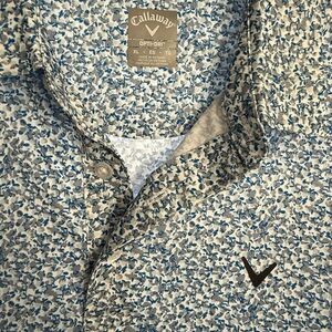 Callaway Blue and White Floral Performance Polo